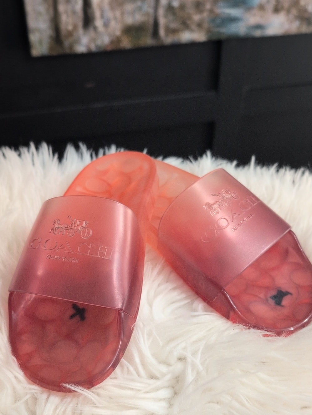 Coach Ulyssa jelly pool slide sandals.